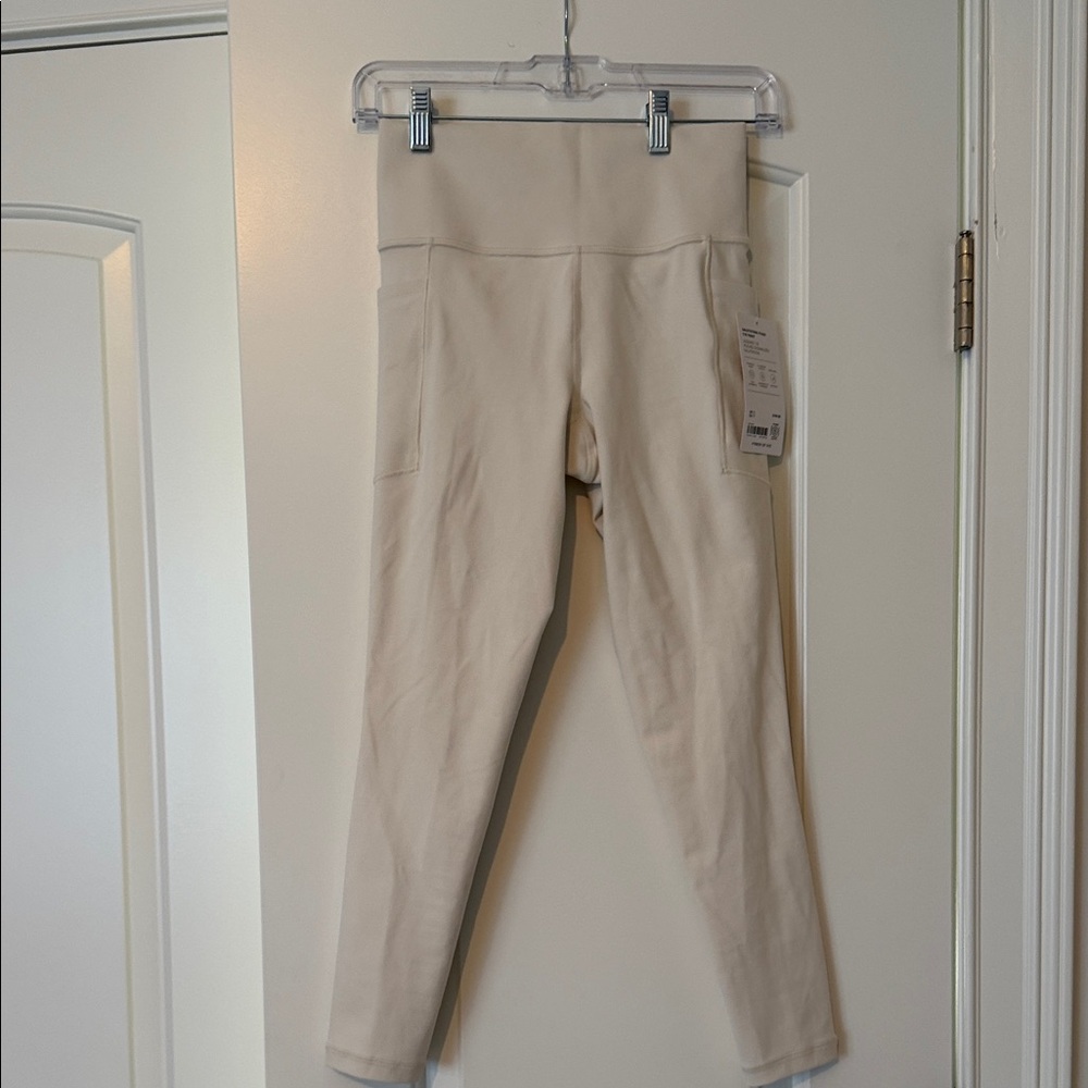 Athleta Cream High-Waisted Leggings